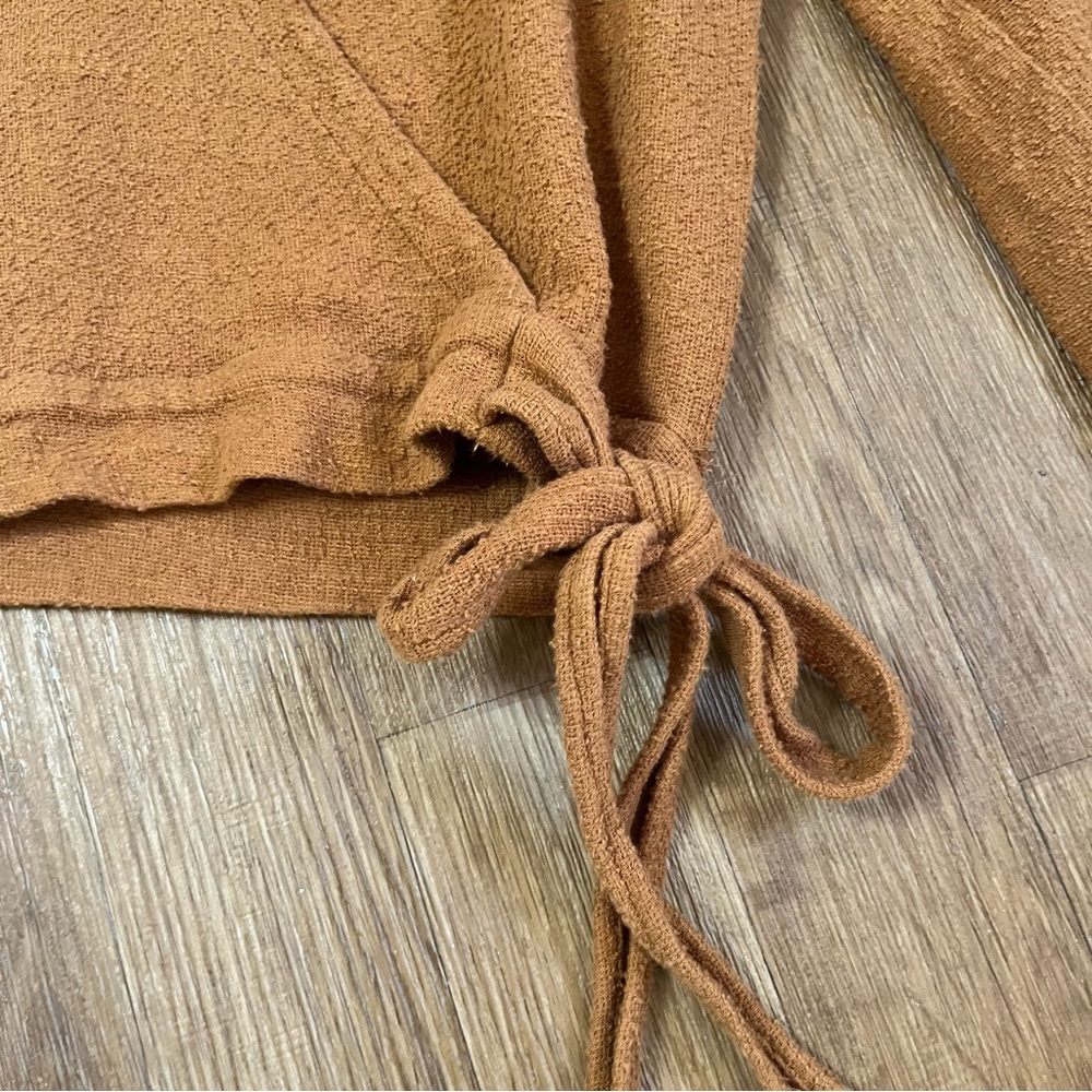 Madewell 100% Cotton Terracotta V-Neck Faux Wrap Sweater Cottagecore - Picture 5 of 9